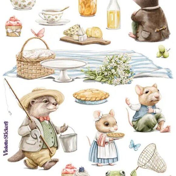 3 for $10 - Violette Stickers - 1 Critter Picnic Sticker Sheet for Scrapbooking - Picture 3 of 4